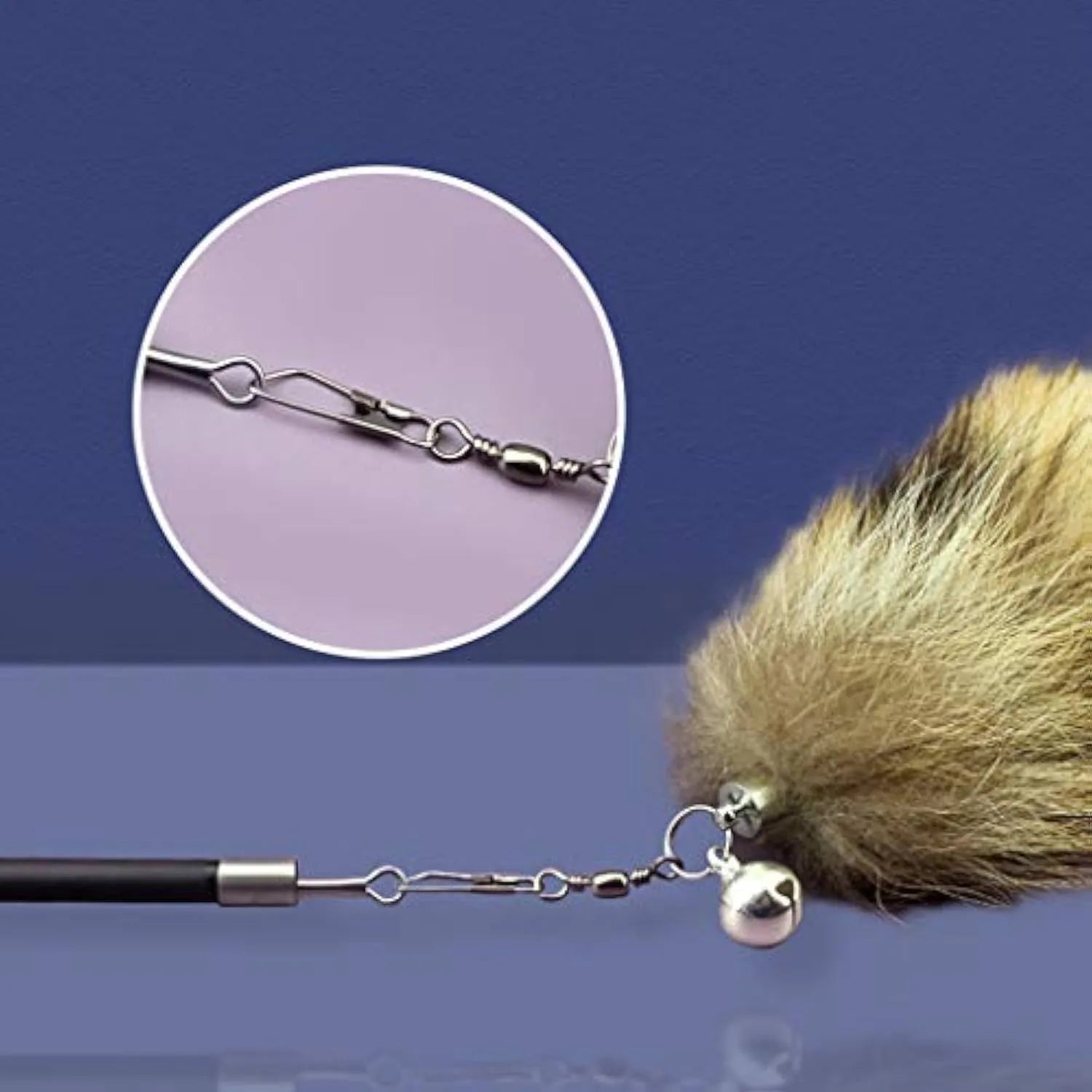Black cat wand teaser with elastic string for interactive play