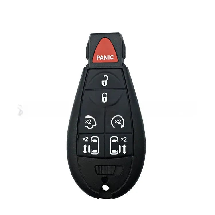 Dodge Chrysler car key shell replacement in ABS plastic with brass components, showing dimensions of 85mm by 42mm.