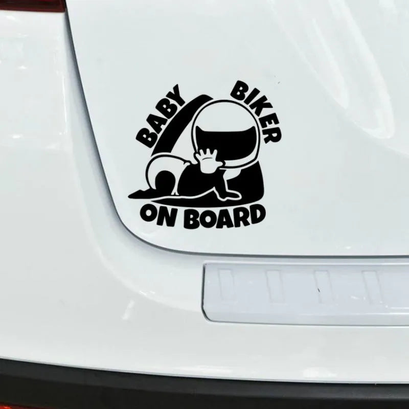 Reflective black and white BABY ON BOARD personality warning sticker for car window