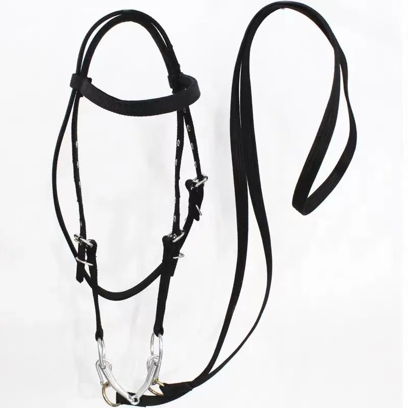 Black large fibre horse halter rope 1.3m for equestrian riding and leading