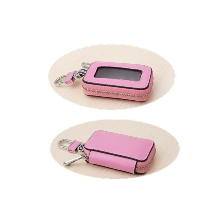 White genuine leather car key case square vertical model 8.3x5x2cm