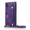 Black leather messenger phone case with wrist strap and card holder slot for iPhone