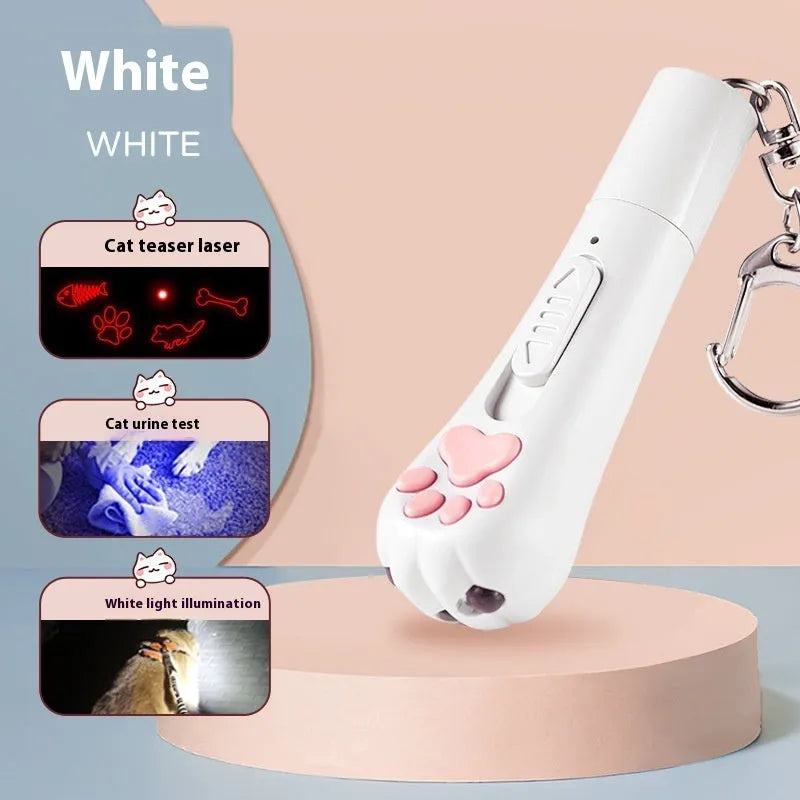 USB-powered cat tease wand with a light-up end in sky blue colour