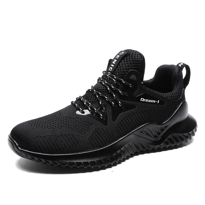 Men's breathable running shoes with mesh upper and front strap in multiple colour options