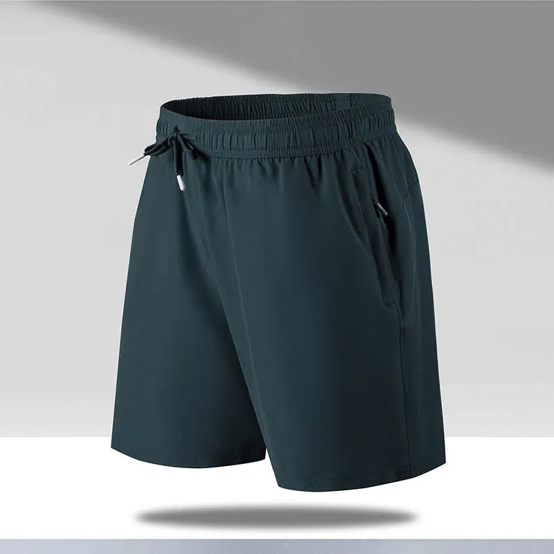 Men's loose fit quick-drying beach shorts in polyester ice silk fabric available in multiple colours