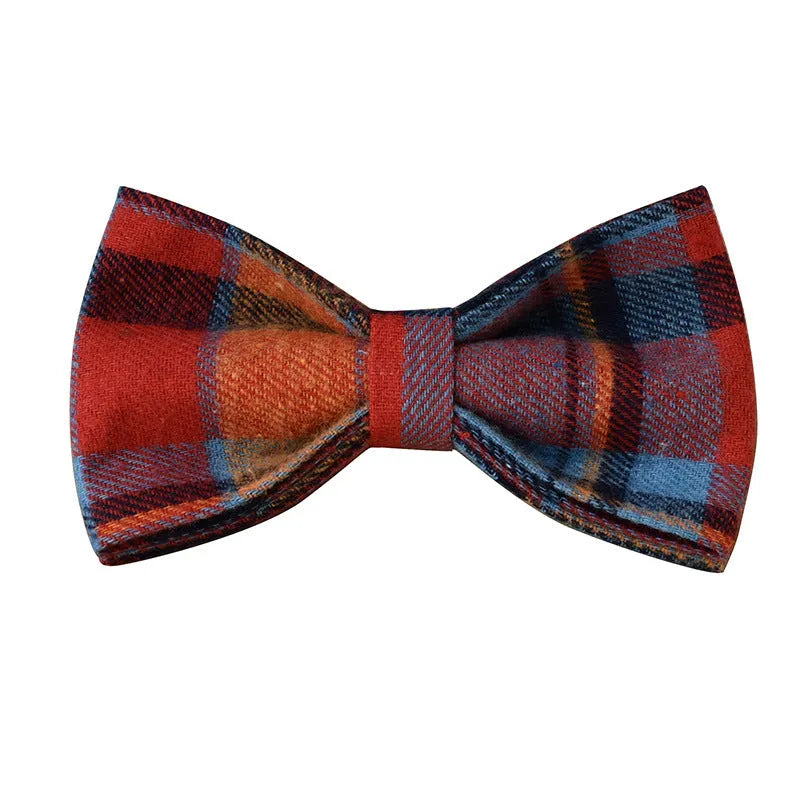 Blue velvet plaid pattern dog collar with metal alloy buckle in multiple sizes
