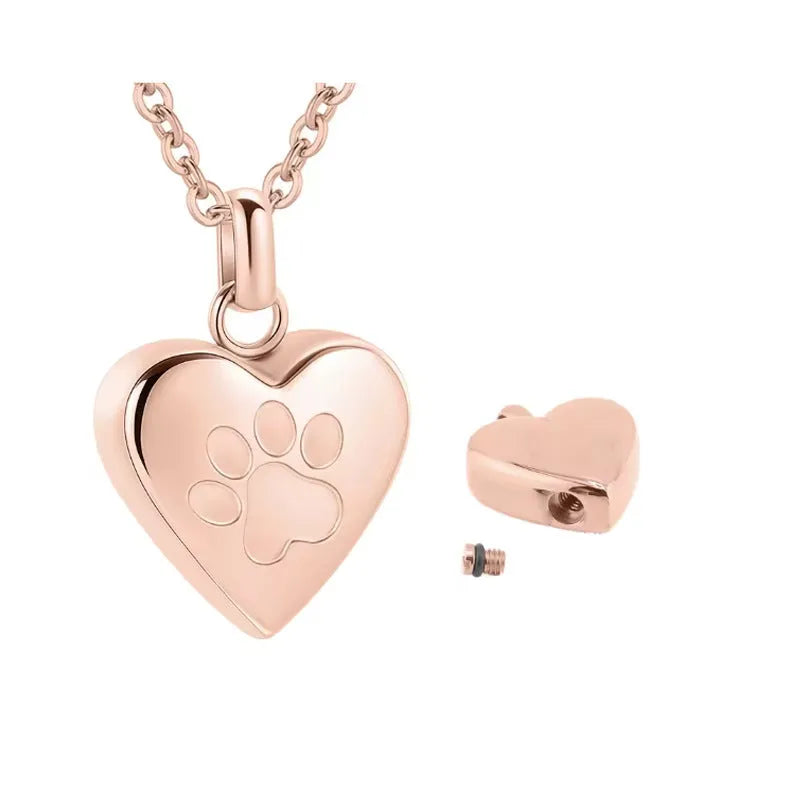 Simple titanium steel necklace with an openable heart-shaped cinerary casket pendant.