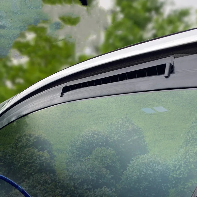 Black and white portable USB car ventilation fan for vehicle interior exhaust and heat dissipation