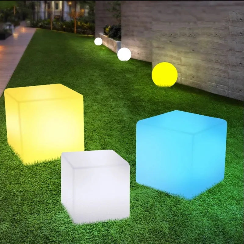 Square LED cube stool light outdoor furniture with modern design and waterproof IP65 rating