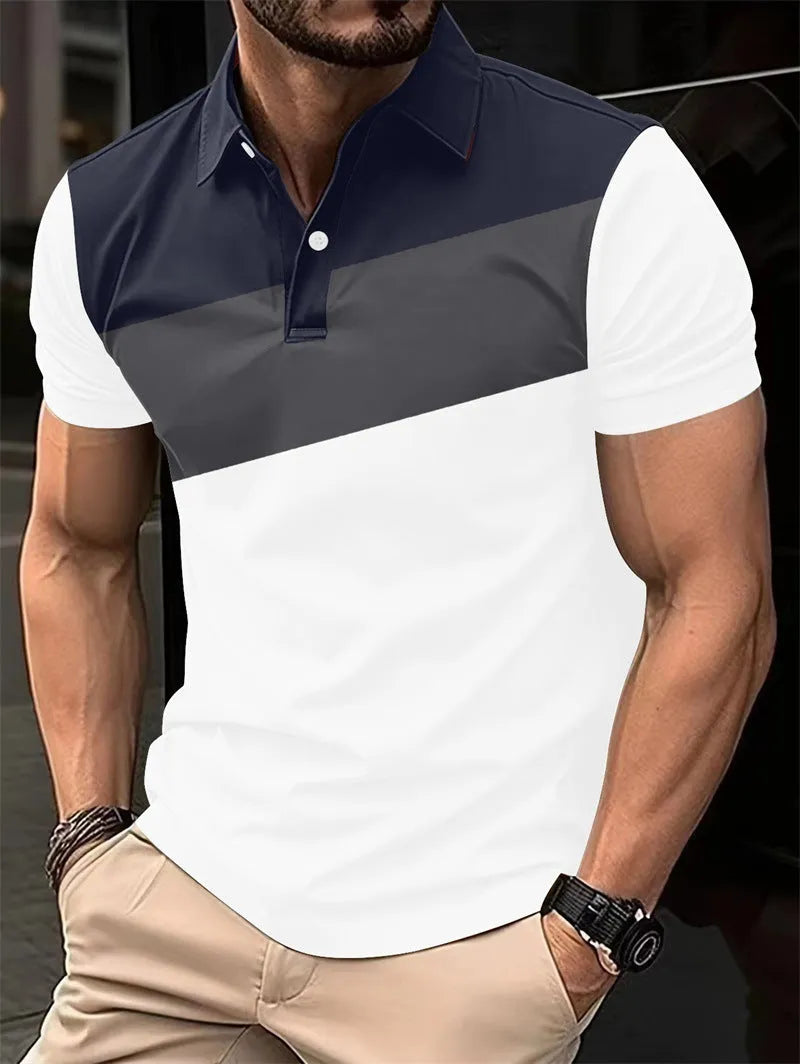 Men's loose fit short sleeve T-shirt with 3D digital printing colour pattern LM-PL047 on polyester fabric