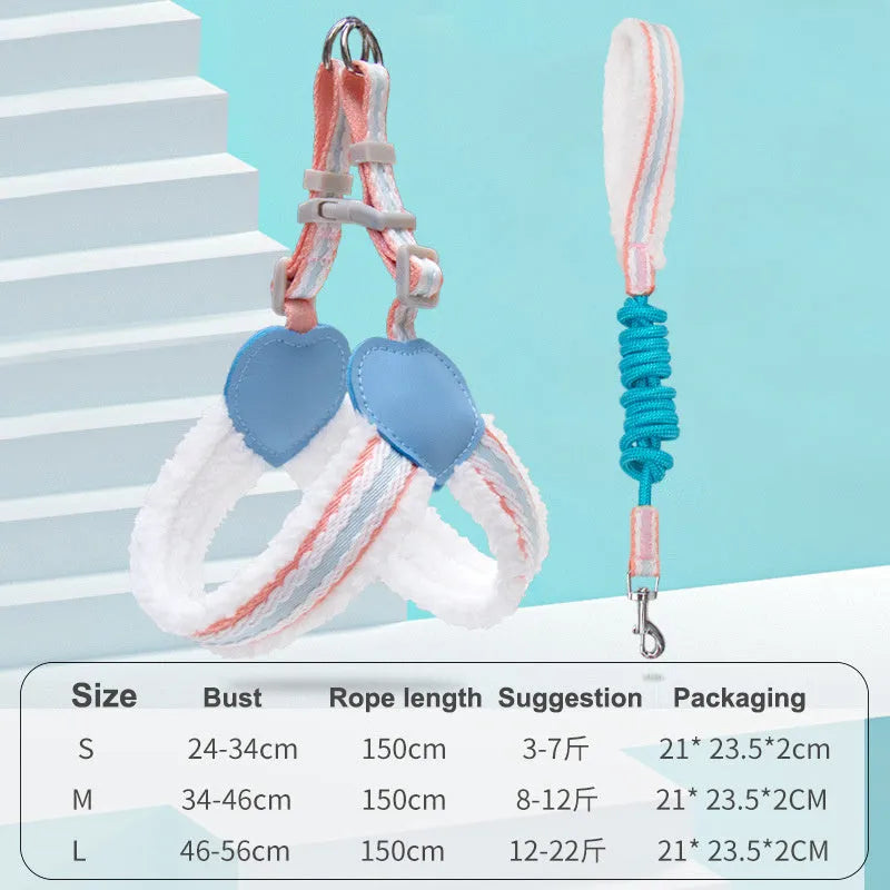 Blue breathable chest vest dog leash 1.5m for small medium dogs like Corgi Shiba Inu Bichon