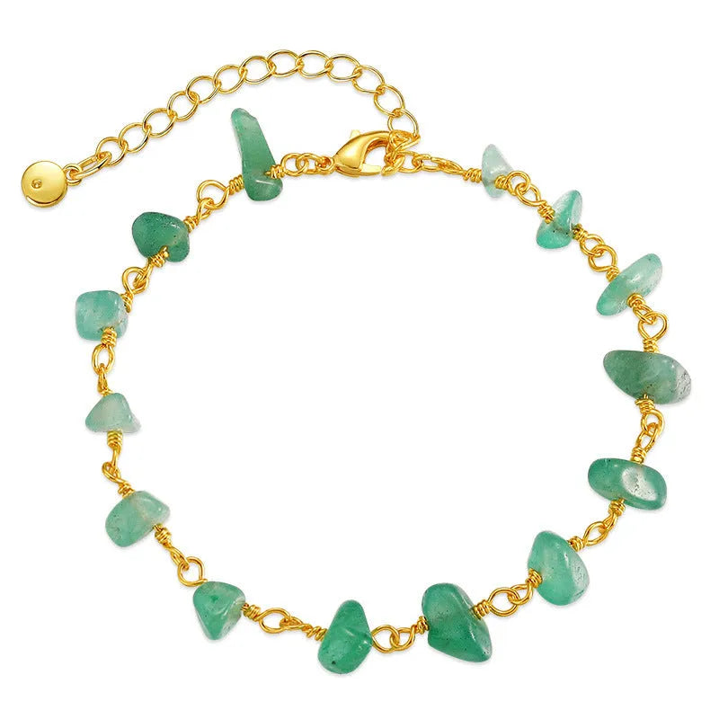 Irregular natural gravel turquoise bracelet in 18k copper with geometric design