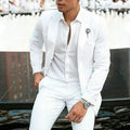 Men's white slim fit two-piece wedding suit with jacket and trousers for groomsmen