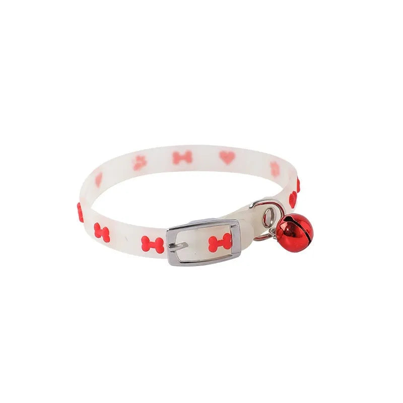 Cat luminous collar with night illumination, adjustable 29cm silicone chain and metal bell