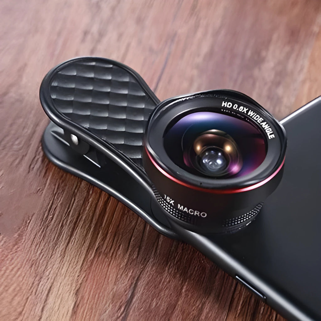 Black Silver Rose Gold mobile phone wide-angle and macro external camera lenses with clip and storage box