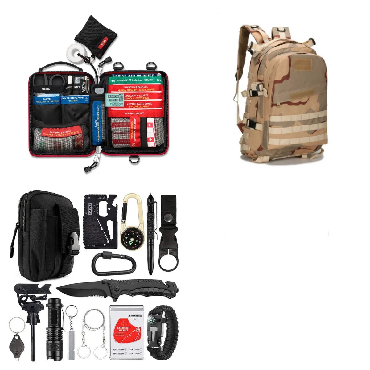 Outdoor camping multi-function survival tool compact 17.5x12x6cm self-defence SOS equipment