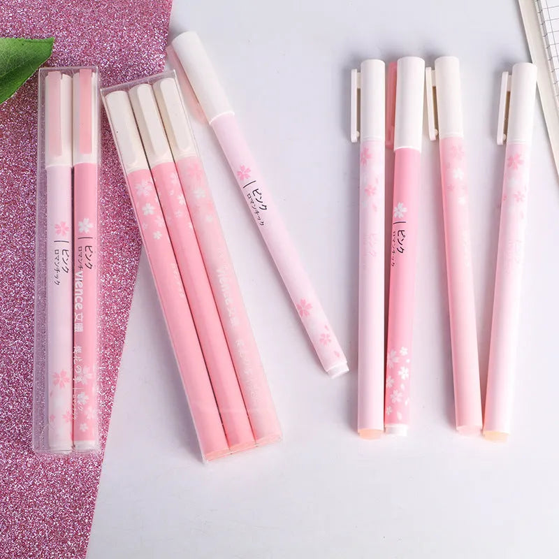 Sakura gel pen set showing 0.38mm and 0.5mm tip options in plastic bodies with needle-point refills