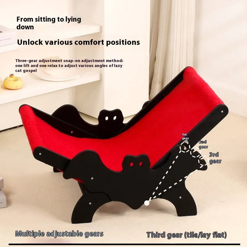 MW-054 wooden cat lounge chair pet bed in black or red colour.