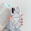 Electroplated marble phone case with metallic finish for Huawei and Samsung smartphones