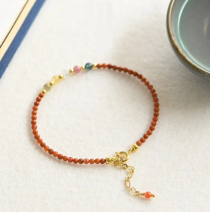 Women's crystal bracelet with freshwater pearls and geometric shapes in simple style