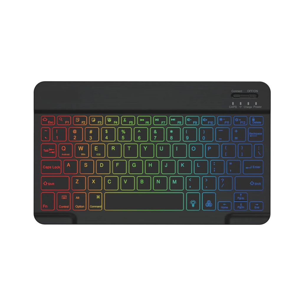 10-inch wireless Bluetooth keyboard with colourful LED backlighting for tablets