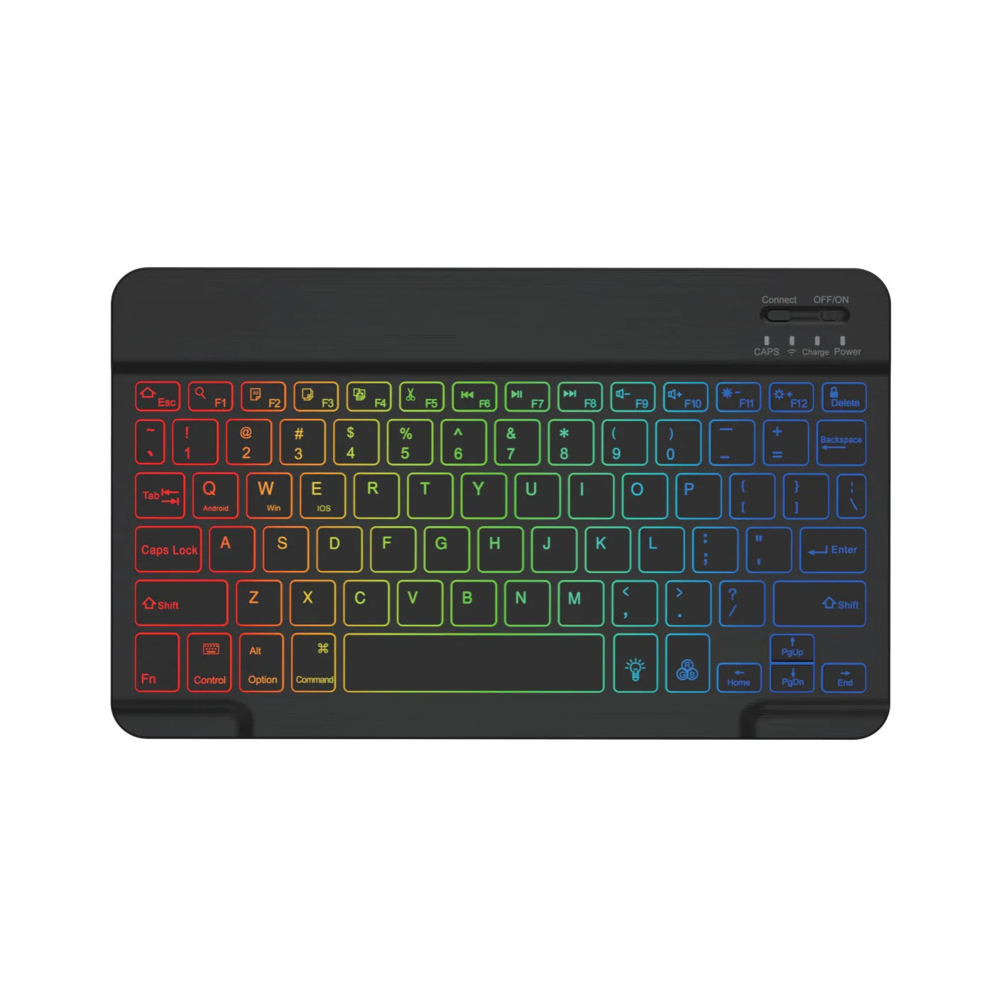 10-inch wireless Bluetooth keyboard with colourful LED backlighting for tablets