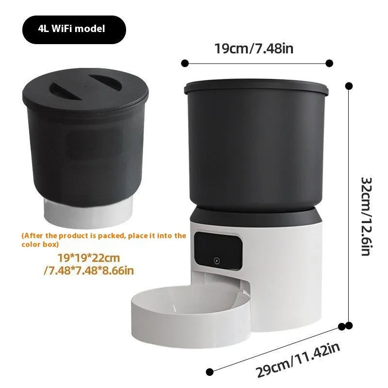 4-litre smart pet feeder with control panel and stainless steel food bowl.