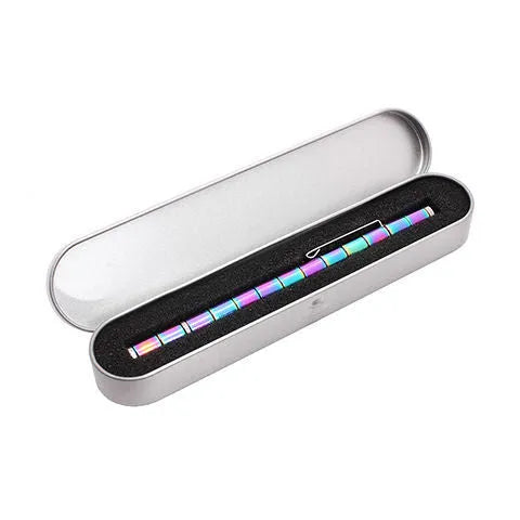 Magnetic modular pen set in silver iron box with 13 rings, 12 balls, 3 refills, 2 capacitor heads, and upgraded magnets