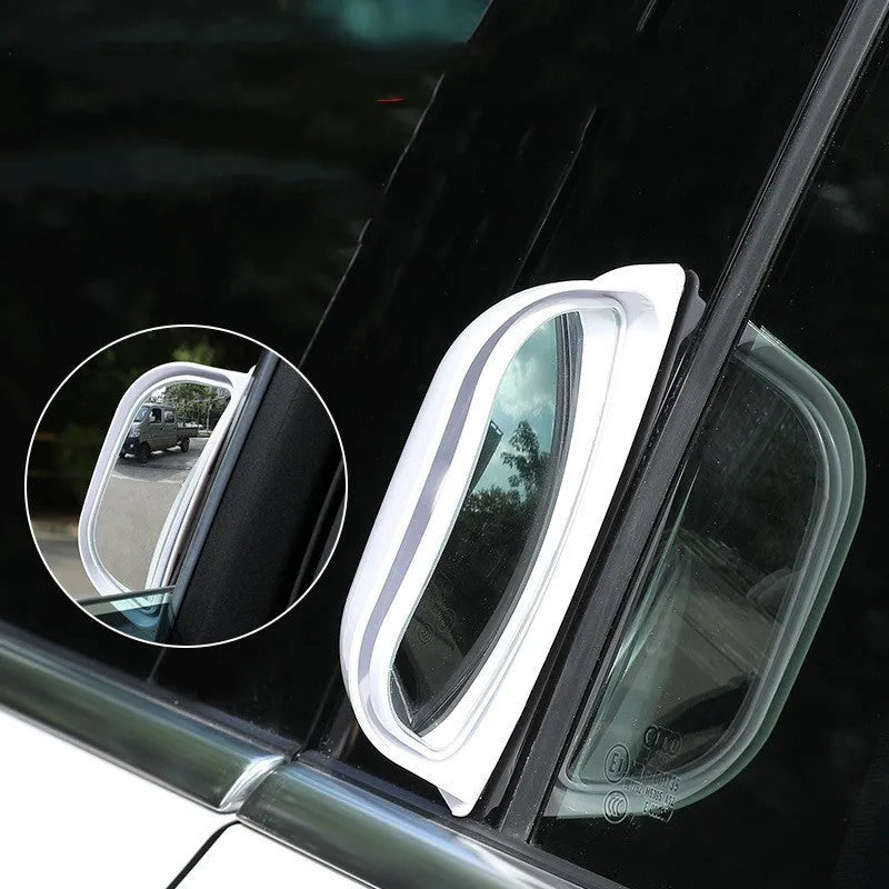 Black universal two-row wide angle car rear view mirror accessory with ABS housing