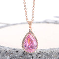Rose gold geometric water drop pendant necklace with rhinestone inlay