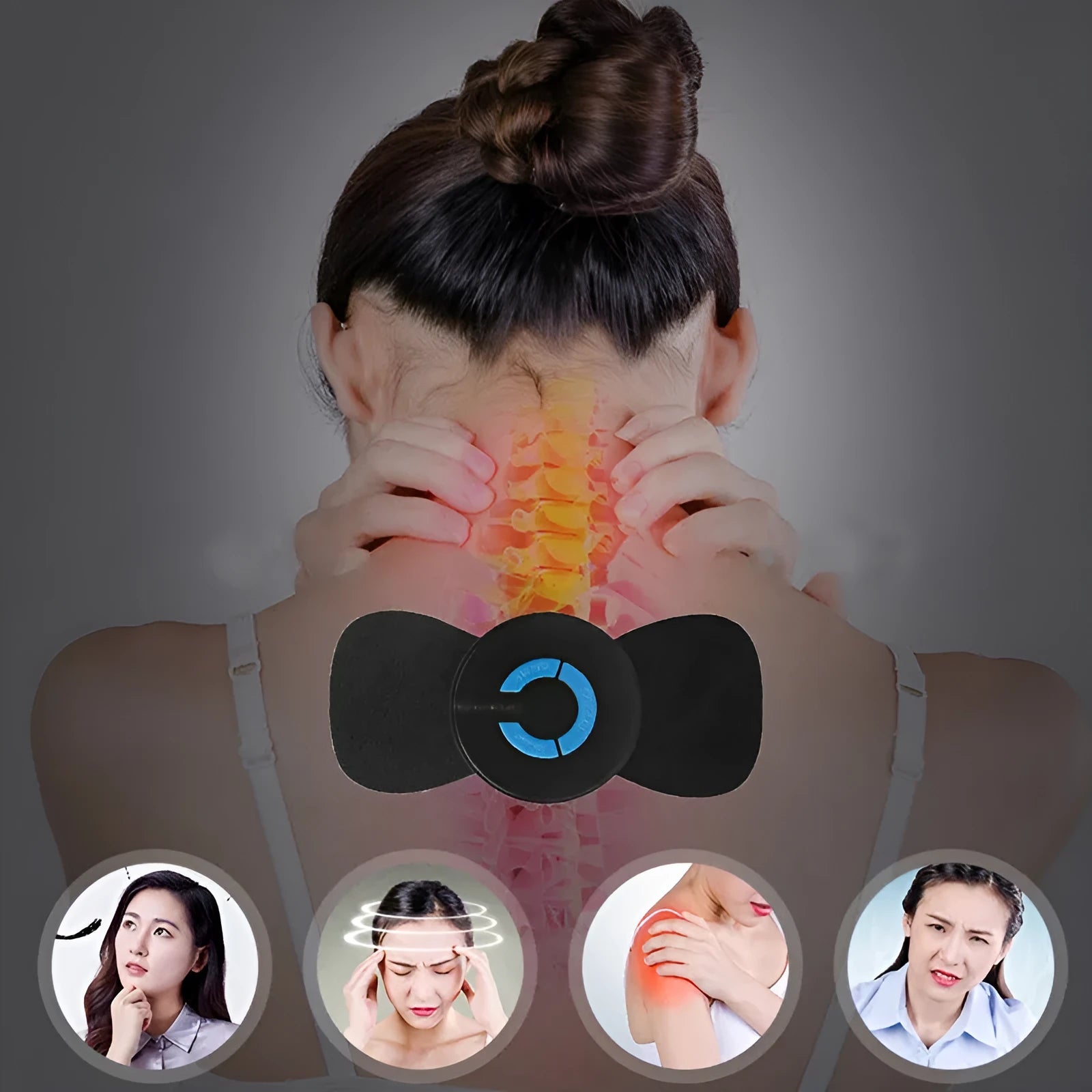 Black HQ-185 mini electric shoulder and neck massager with compact 15 cm design