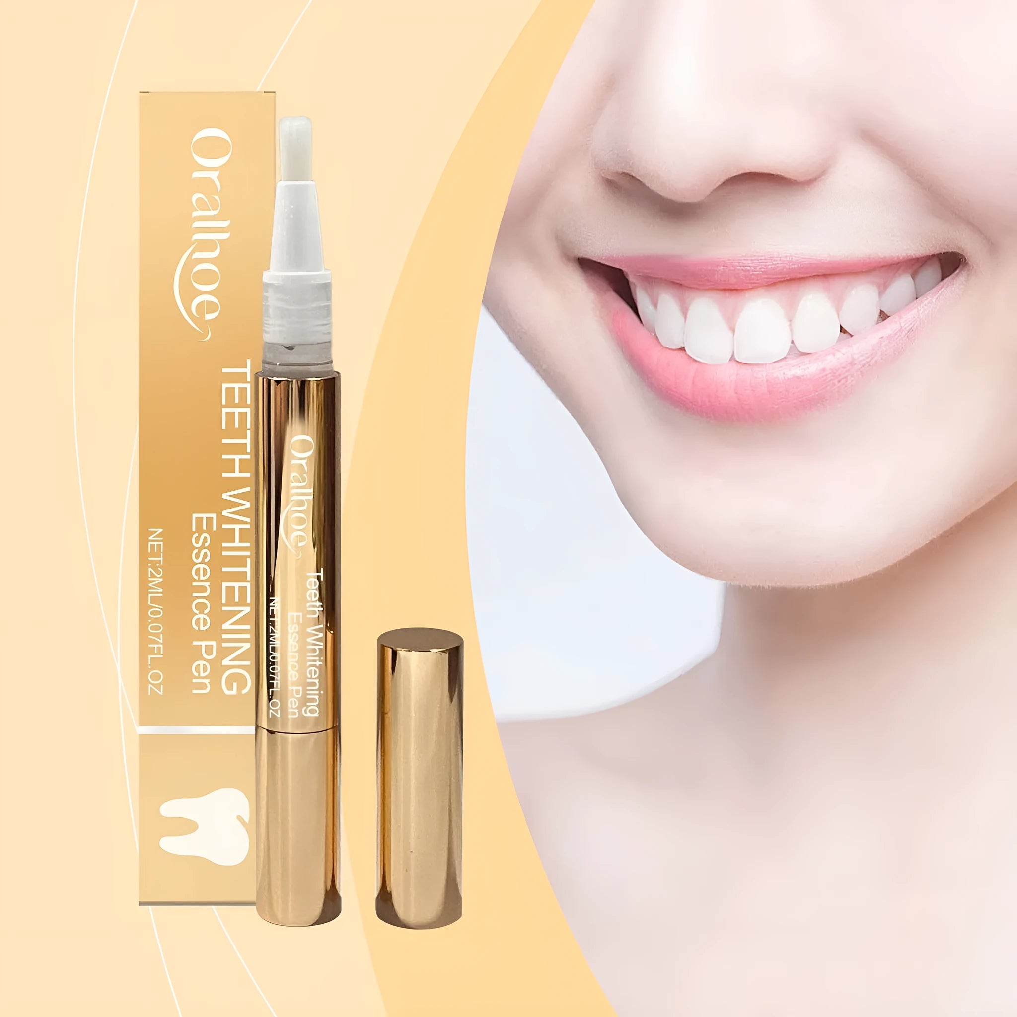 Portable toothbrush pen for stain removal with 2ml capacity and hydrogen peroxide formula