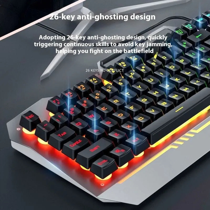 Black and white mechanical keyboard and mouse PC gaming bundle with headset on a desk