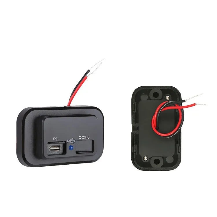 Black original QC3.0 car fast charger with TYPE-C interface showing 36W maximum output