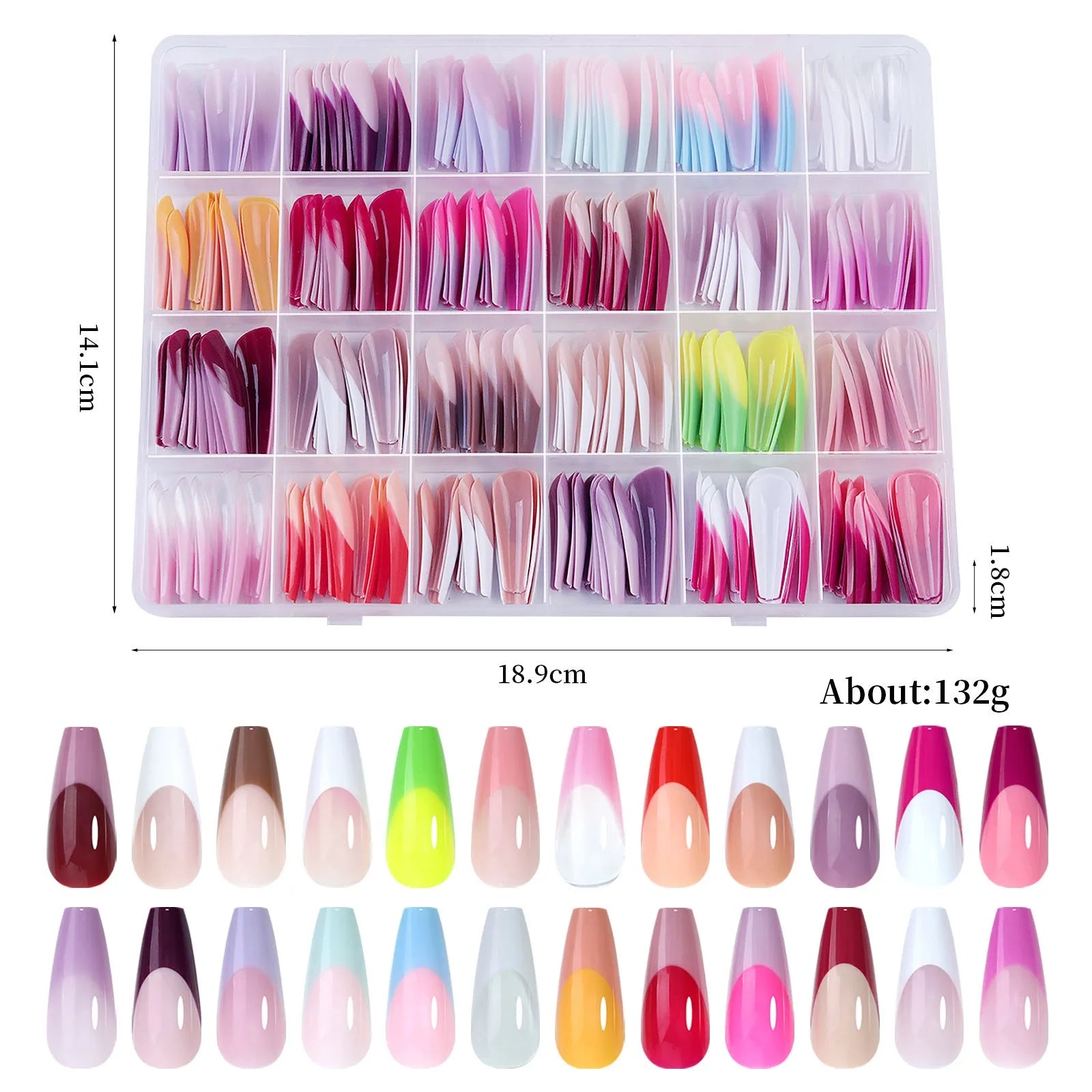 Box of 288 French manicure style nail stickers with seamless removable design.