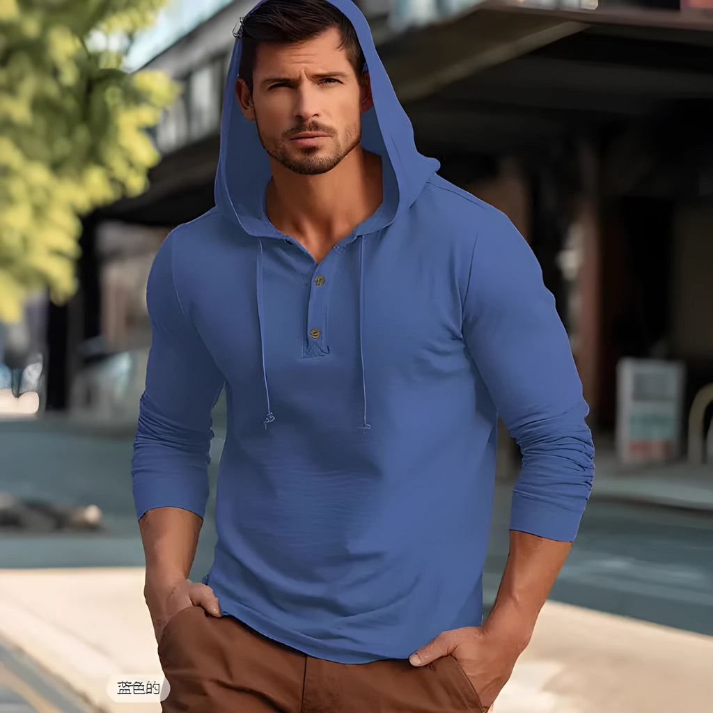 Casual cotton sports hoodie pullover top in apricot colour on a hanger