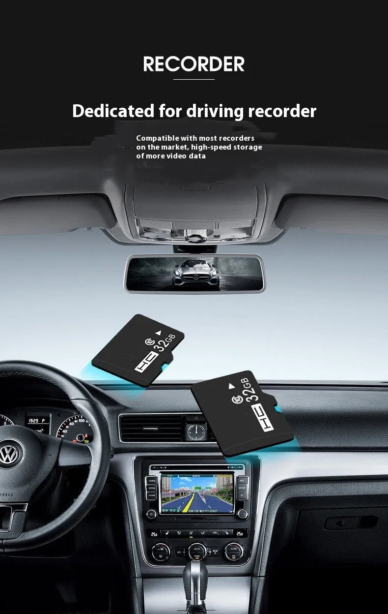 TF memory card with capacity options from 512MB to 512GB for recorder and monitoring device storage