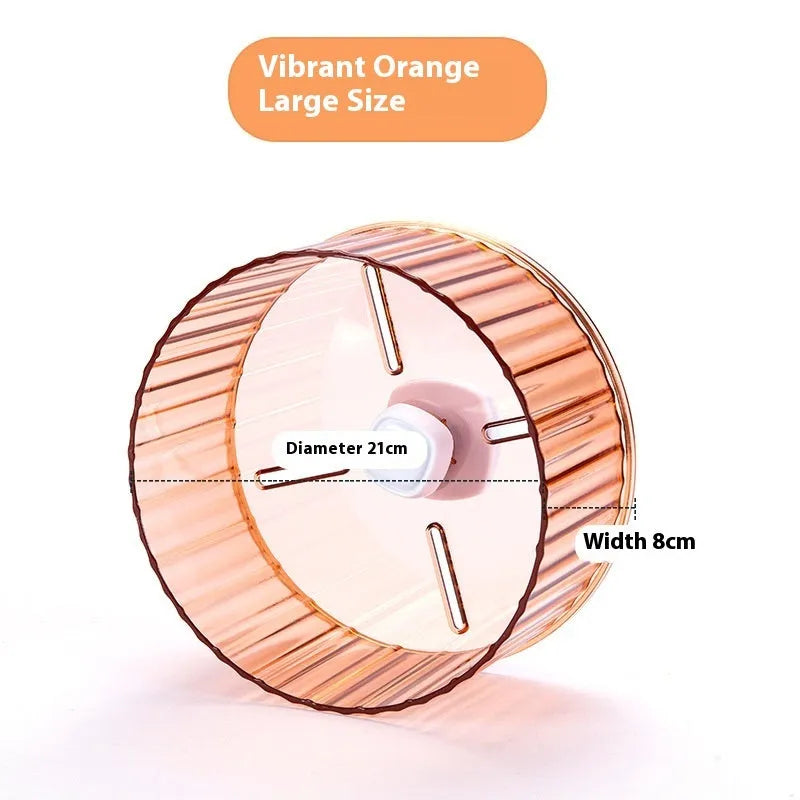 21cm diameter plastic parrot running wheel toy in transparent colour option for cage exercise.