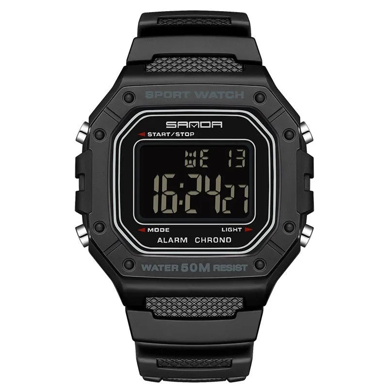 Waterproof electronic swimming watch with alarm clock in six colour variations