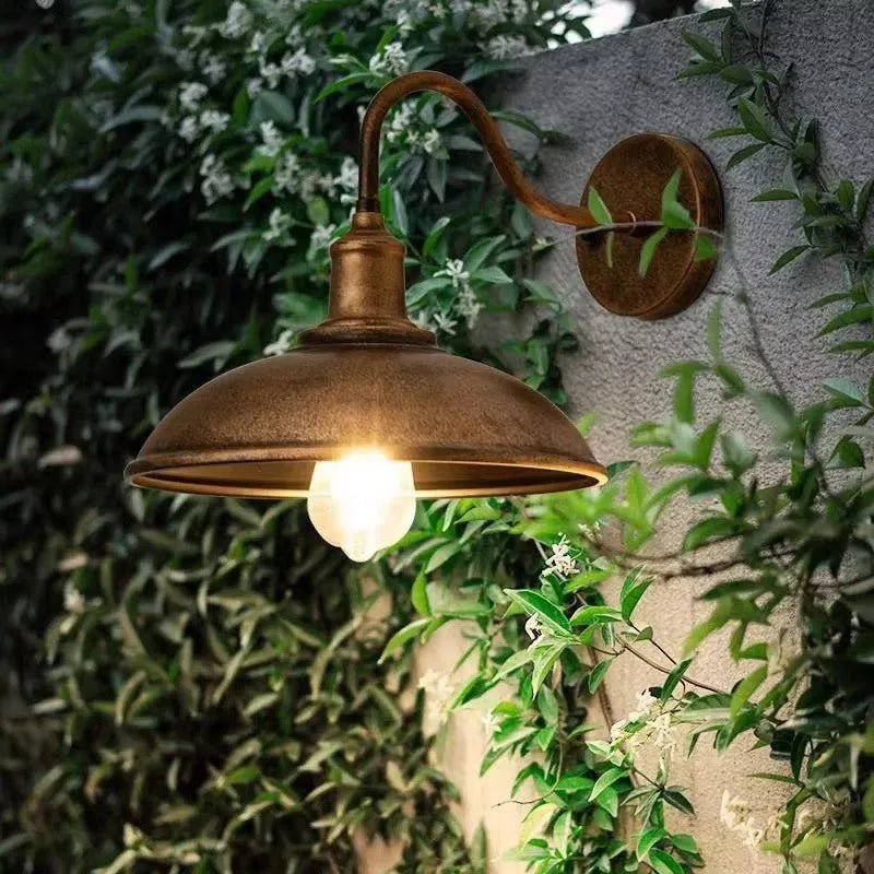 Retro villa courtyard wall lamp in silver or copper finish with right angle or oblique angle mounting options