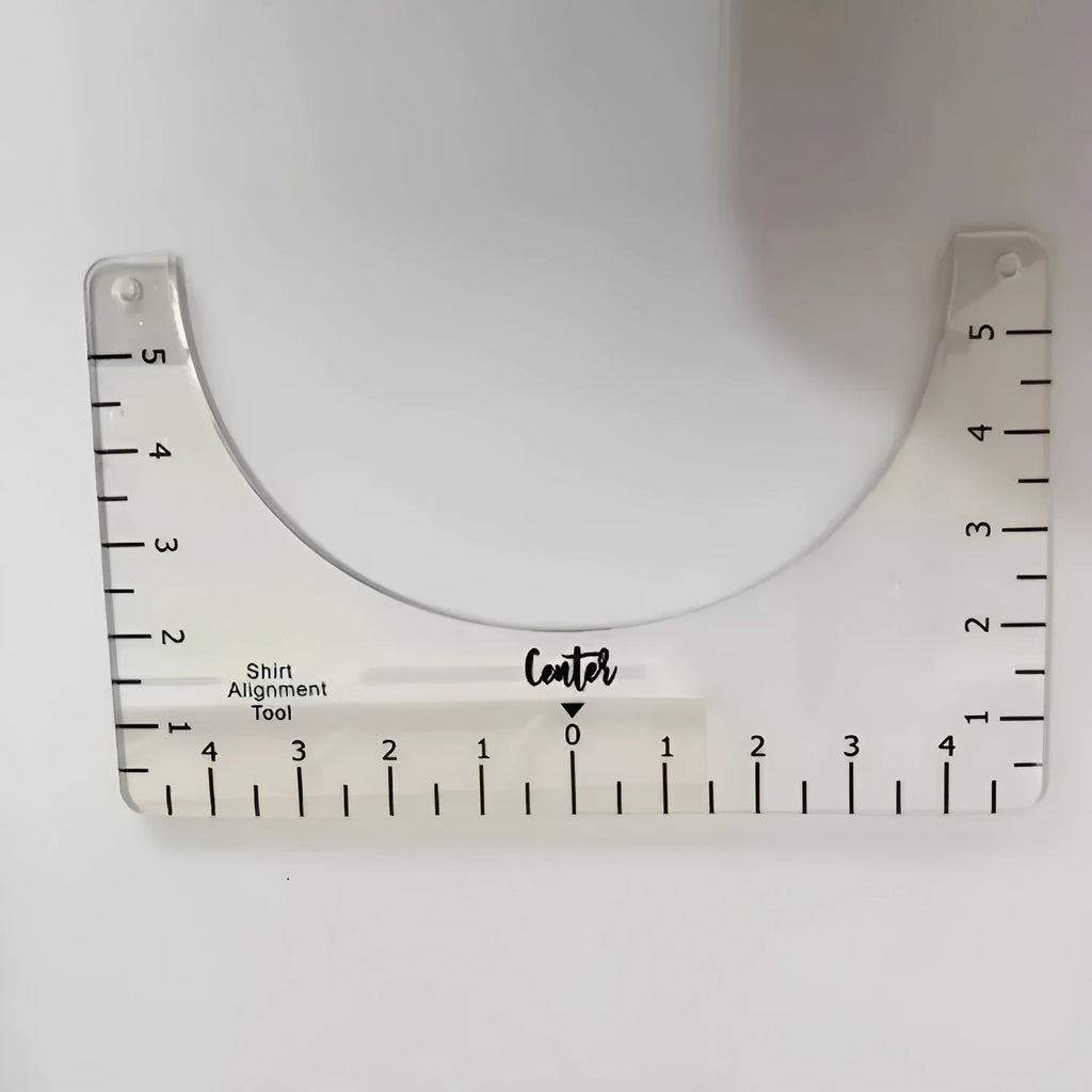 Clear acrylic sewing ruler patch measuring 10 by 6 inches for T-shirt alignment