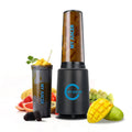 Multi function juicer in black with round feeding port and pulp box for home use