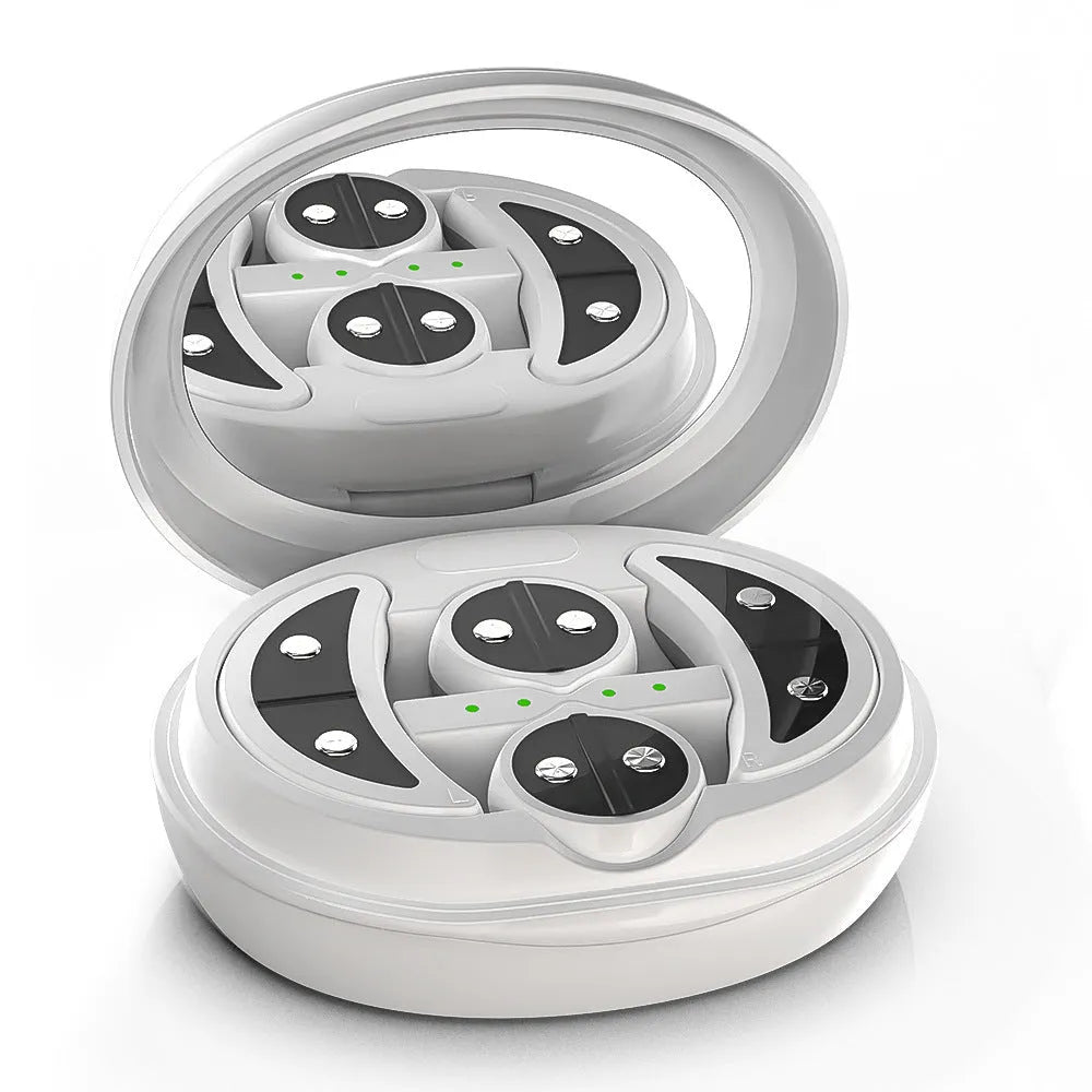 White wireless red light EMS facial and eye massager for home dark circle treatment