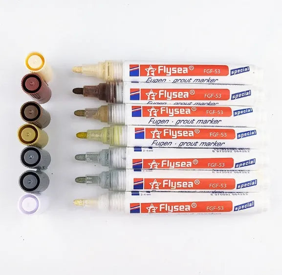 Tile gap grout coating marker pen for ceramic tile crevice repair in six colours water-based non-toxic ink