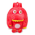 Blue dinosaur plush backpack for children with embroidered character and soft handle