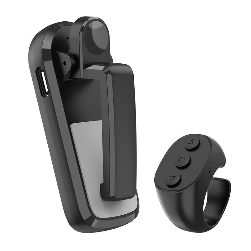 Wireless page turner remote control with clicker attachment in black, white, or pink colour.