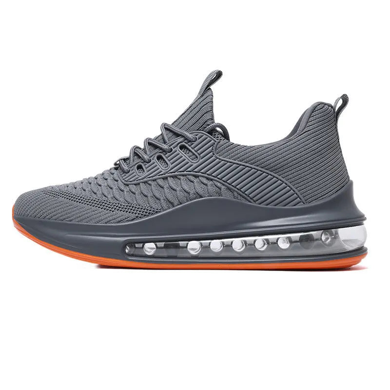 Men's black mesh running shoes with rubber sole and low-top design for sports activities
