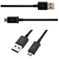 Black and white Android Micro USB charging and data cable with 1m length.