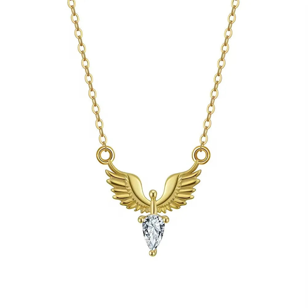 Women's sterling silver necklace with an eagle pendant on an adjustable O-ring chain.