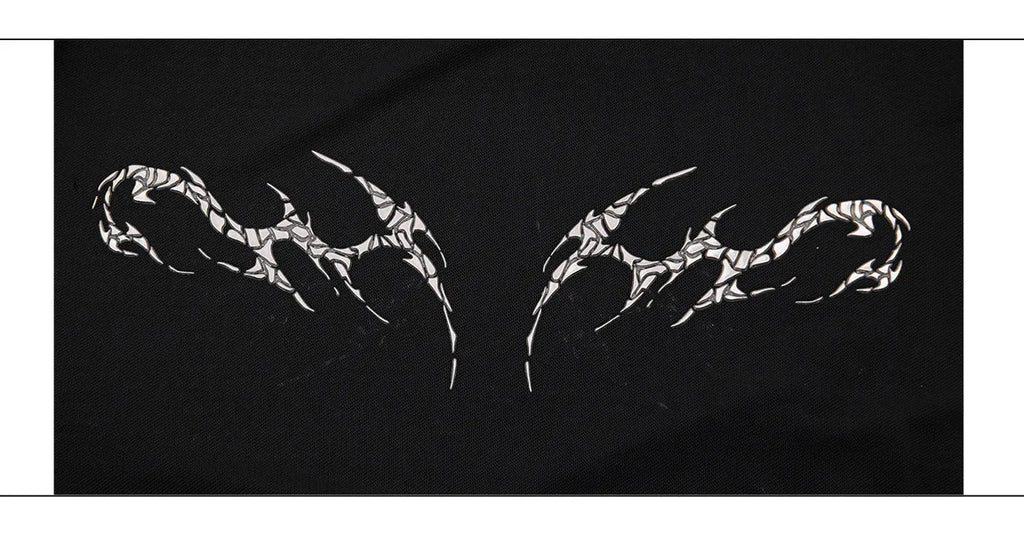 Black and white long sleeve mesh slim fit shirt laid flat, showing mesh fabric texture.